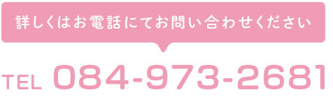 詳しくはお電話にてお問い合わせください TEL 084-973-2681